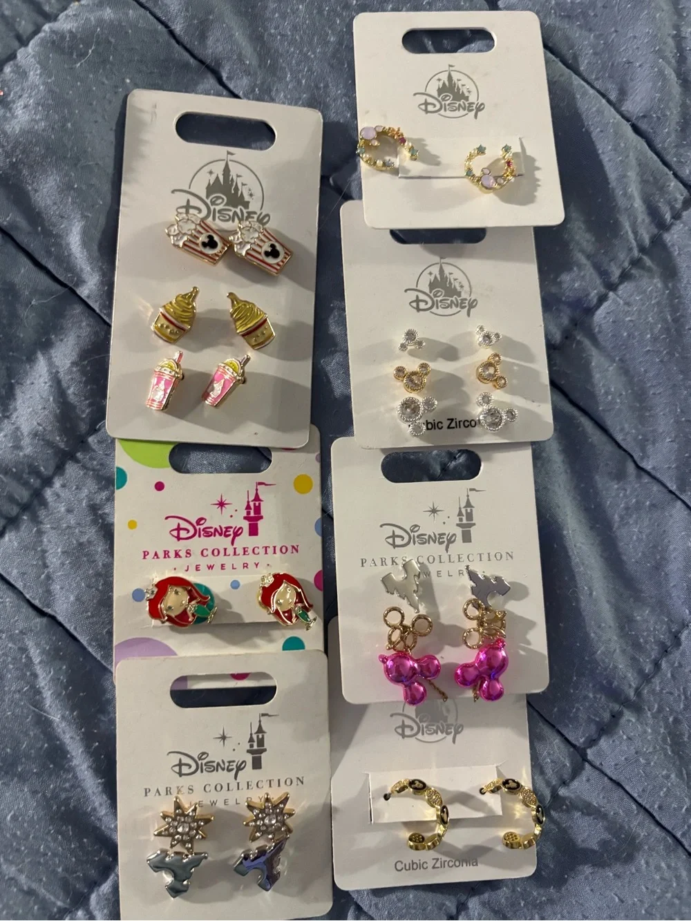 Disney lot Kids' Assorted Stud Earrings - Pink, Gold, Red, White, Green LOOK!